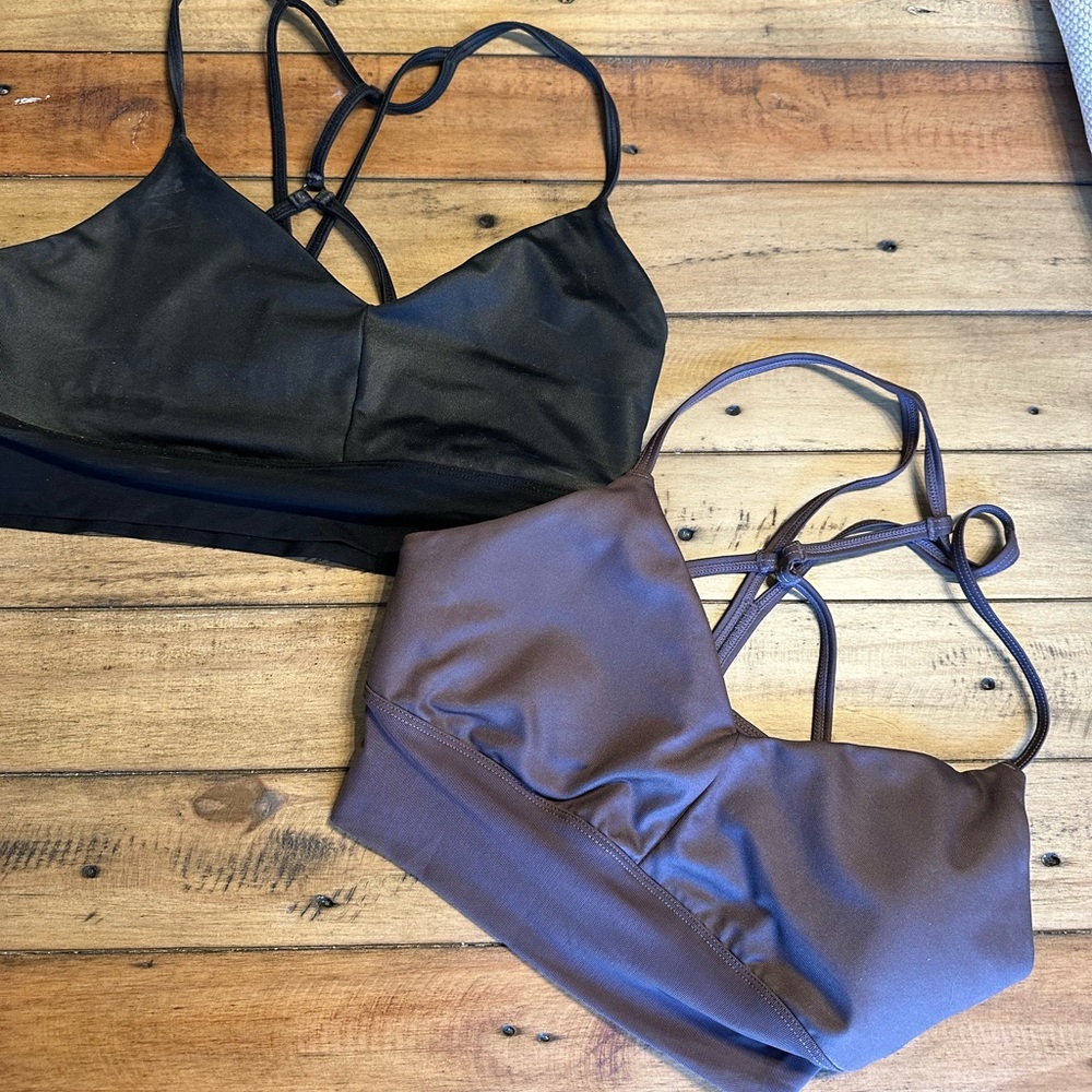 Alo Sports Bra Set of 2 | Black & Purple, Size XS